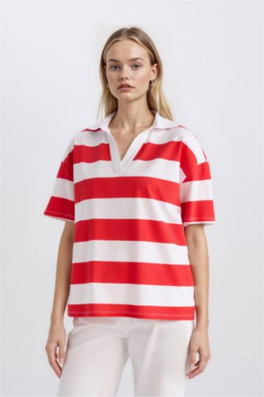 Relax Fıt Penye Kısa Kollu Polo Tişört - Görsel 3