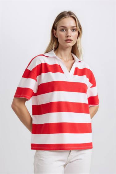 Relax Fıt Penye Kısa Kollu Polo Tişört - Görsel 4