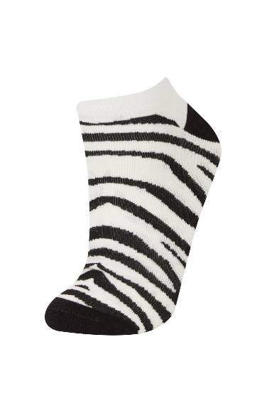 Woman Animal Print 5 Piece Short Socks