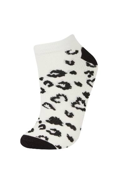 Woman Animal Print 5 Piece Short Socks