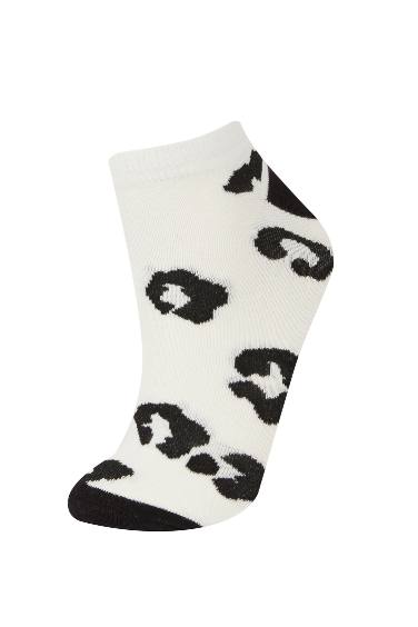 Woman Animal Print 5 Piece Short Socks