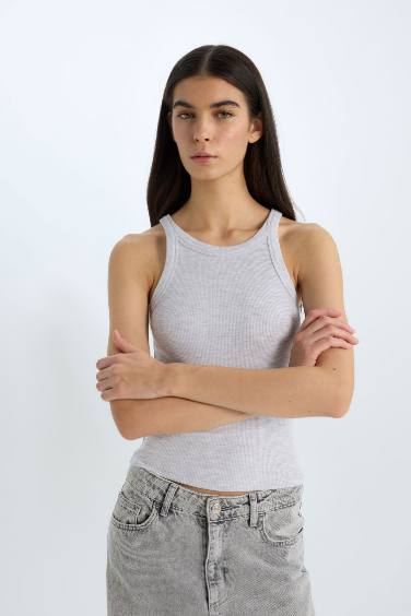 Slim Fit Camisole Halter Collar Tank Top