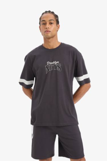 DeFactoFit NBA Brooklyn Nets Oversize Fit Back Printed T-Shirt