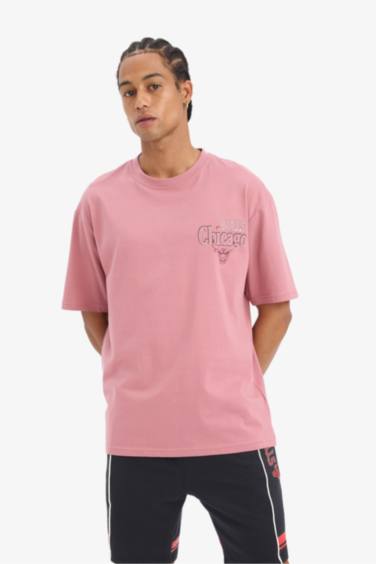 DeFactoFit NBA Chicago Bulls Boxy Fit Crew Neck Back Printed T-Shirt