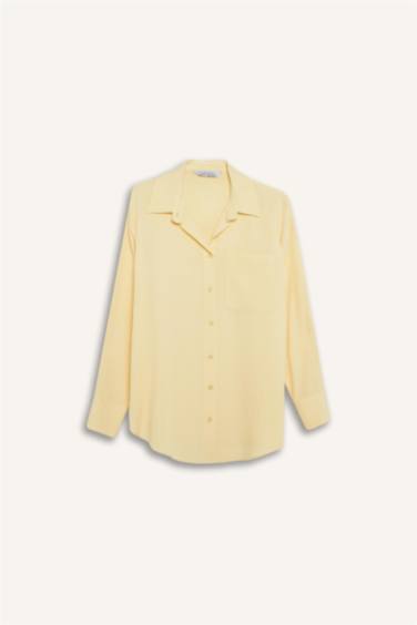 Рубашка с длинными рукавами из льняной смеси, оверсайз