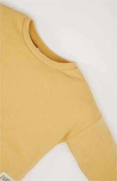 Kız Bebek 2'li Takım Dokuma Etiketli Sweatshirt Beli Lastikli Tayt