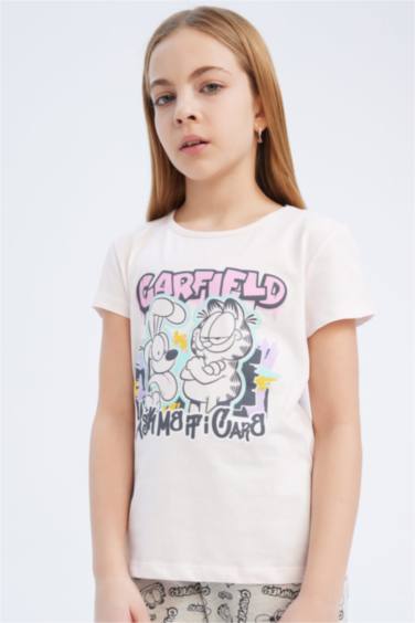 Pyjama avec t-shirt inprimé Garfield et pantalon à taille élastique pour fille