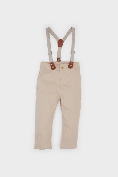 Pantalon en gabardine droit avec bretelles pour bébé garçon