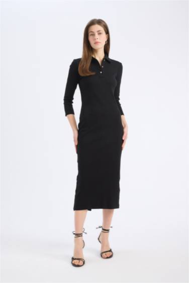 Bodycon Polo Collar Camisole Midi Dress