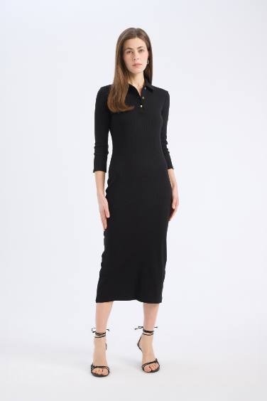 Bodycon Polo Collar Camisole Midi Dress