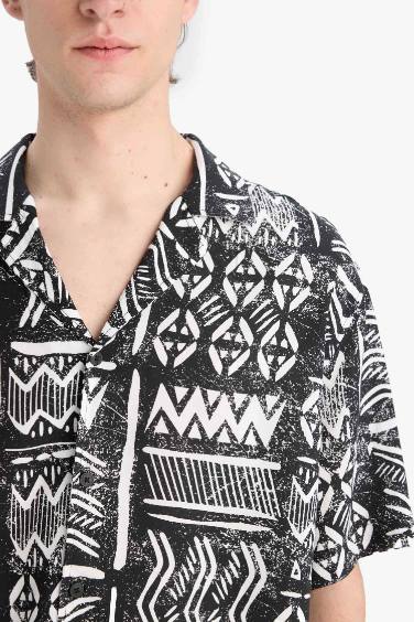 Regular Fit Apache Neck Short Sleeve Shirt