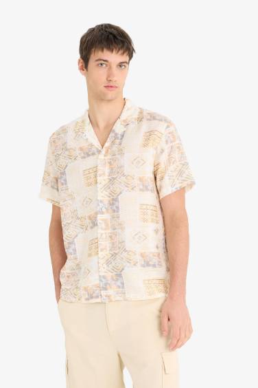 Regular Fit Apache Neck Short Sleeve Shirt