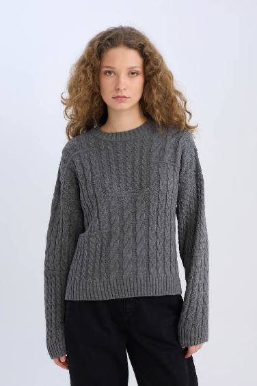 Pull Oversize en tricot à col rond