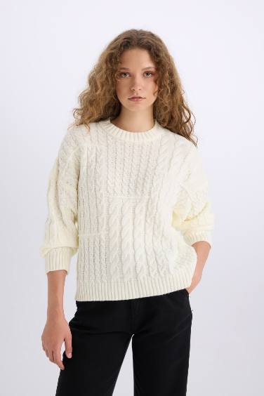 Oversize Fit Crew Neck Knitwear Pullover