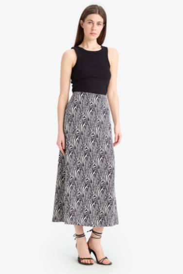 A-Line Animal Print Maxi Skirt