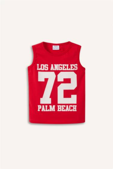 Baby Boy Crew Neck Slogan Printed Tank Top