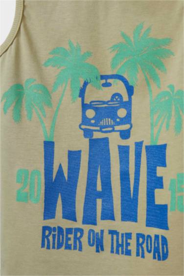 Baby Boy Crew Neck Palm Patterned T-Shirt