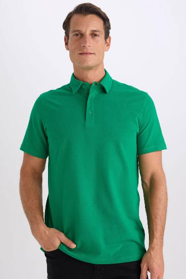 Regular Fit Cotton Short Sleeve Basic Polo T-Shirt