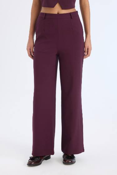 Pantalon taille haute à jambes larges