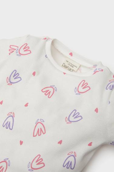 Baby Girl Floral Ribbed Camisole Snap Body Bottom 2 Piece Set