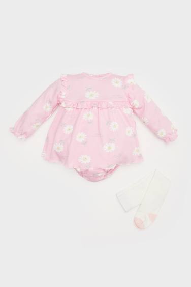 Baby Girl Newborn Floral Jumpsuit Dress Socks 2 Piece Set