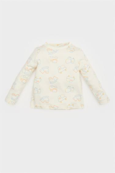 Baby Boy Vehicle Printed Waffle T-Shirt Jumpsuit 2 Piece Set