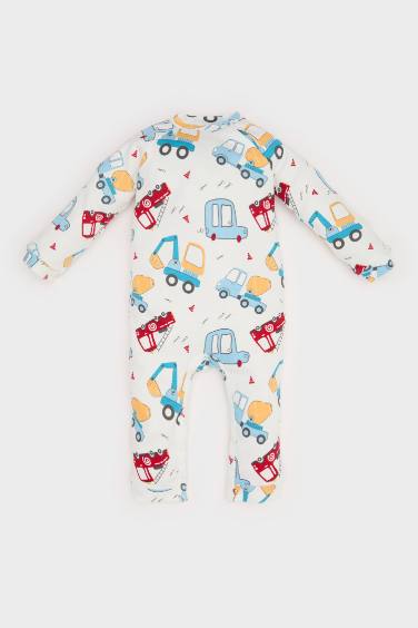 Baby Boy Newborn Vehicle Printed Waffle Jumpsuit