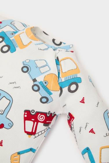 Baby Boy Newborn Vehicle Printed Waffle Jumpsuit