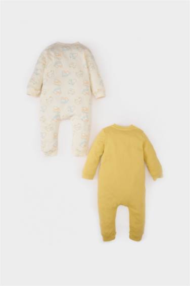 Erkek Bebek Yenidoğan Araç Baskılı 2'li Uzun Kollu Fermuarlı Tulum