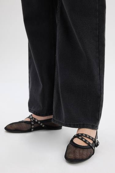 شوز فلات حريمي أسود بكعب مسطح