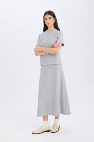 Selanik Fabric Top Midi Skirt 2 Piece Set