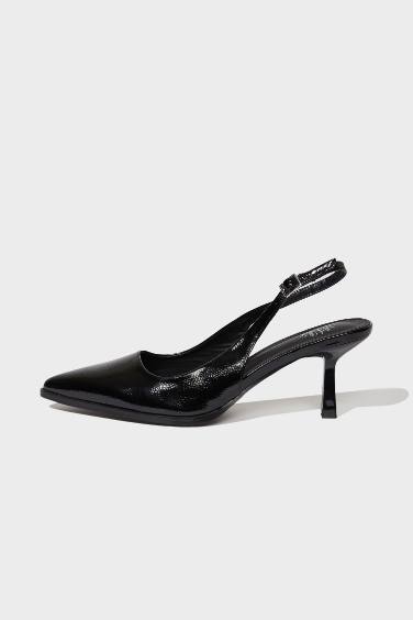 Kadın Yüksek Taban Suni Deri Topuklu Sandalet