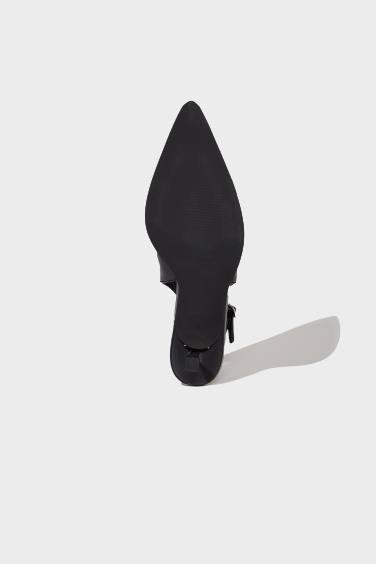 Kadın Yüksek Taban Suni Deri Topuklu Sandalet