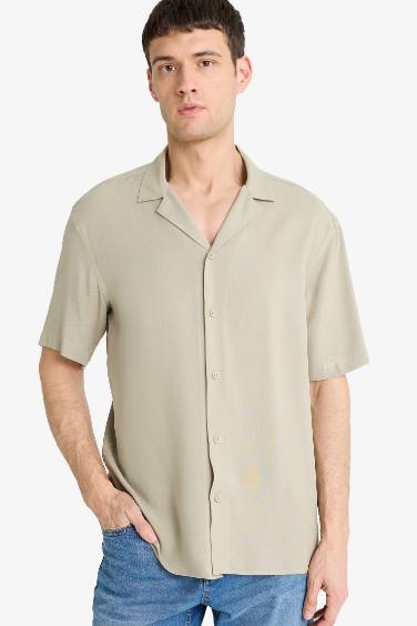 Regular Fit Apache Neck Short Sleeve Shirt