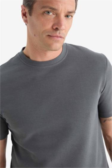 تيشيرت تقيل نص ردن قصة عادية بياخة مستديرة