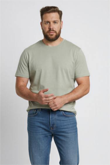 Regular Fit Crew Neck Basic Heavy Fabric T-Shirt