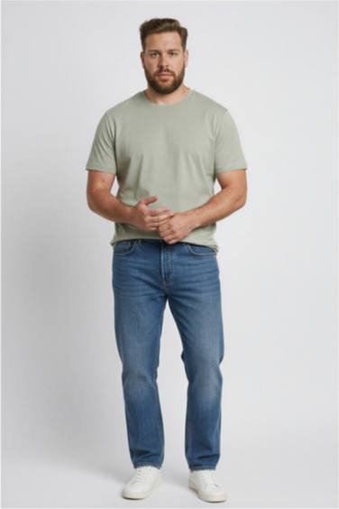 Regular Fit Crew Neck Basic Heavy Fabric T-Shirt