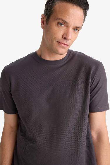 Cotton Regular Fit Crew Neck Heavy Fabric T-Shirt
