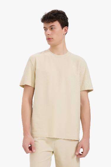 Cotton Regular Fit Crew Neck Heavy Fabric T-Shirt