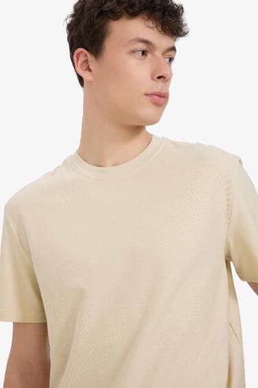 Cotton Regular Fit Crew Neck Heavy Fabric T-Shirt