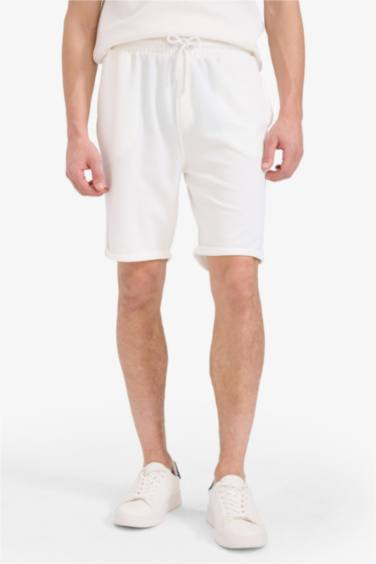 Regular Fit Textured Basic Bermuda Shorts