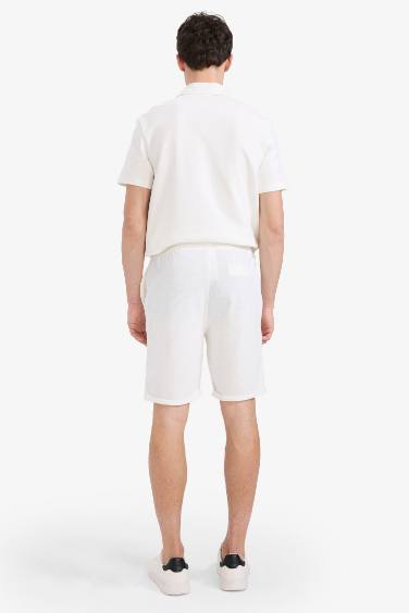 Regular Fit Textured Basic Bermuda Shorts