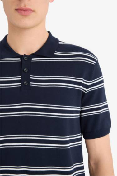 Regular Fıt Triko Kısa Kollu Polo Tişört - Görsel 9