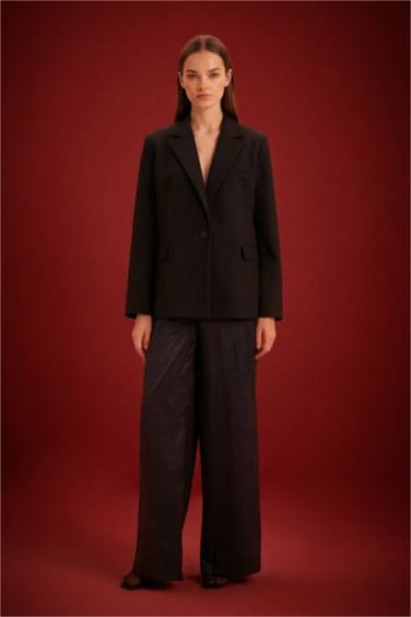 Wide Leg High Waist Long Length Knit Trousers