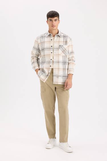 قميص كاروهات ردن طويل قصة عادية برقبة بولو