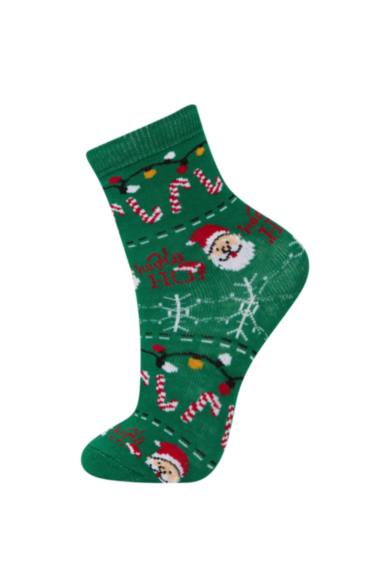 Erkek Çocuk Kutulu Yılbaşı Temalı 2'li Pamuklu Uzun Çorap