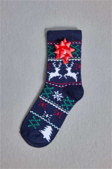 Длинные носки новогодние с принтом из хлопка для мальчиков, 2 пары