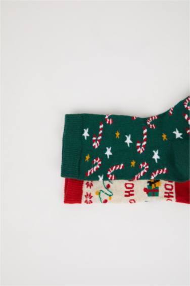 Носки с принтом новогодние из хлопка для мальчиков, 2 пары