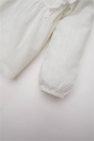 Girl Baby Crew Neck Floral Flam Poplin Shirt