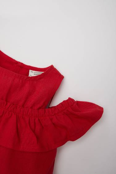 Baby Girl Crew Neck Flam Poplin Blouse